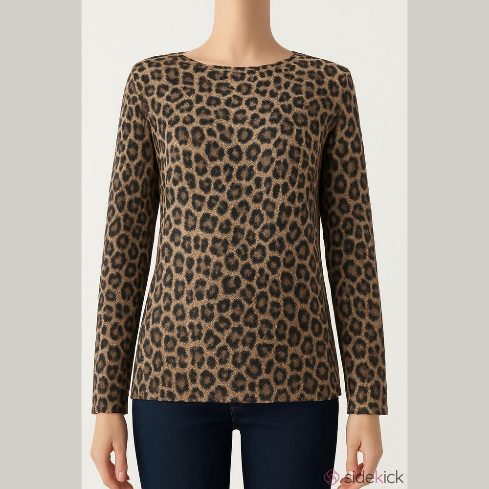 Zara cardigan thigh knit thin cheetah print long sleeves scoop/round neck WomenS